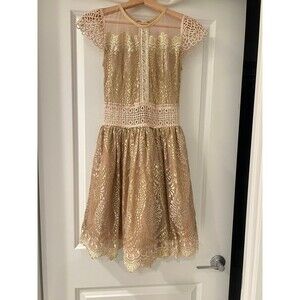 NWOT Bronx and Banco golden lace luxury mini dress